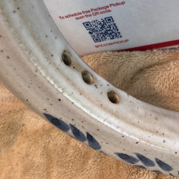 Fox Farm B Filius Pottery Hanging Dry Flower Hand Painted Leaf Signed 10.5x11.5” - Picture 5 of 7